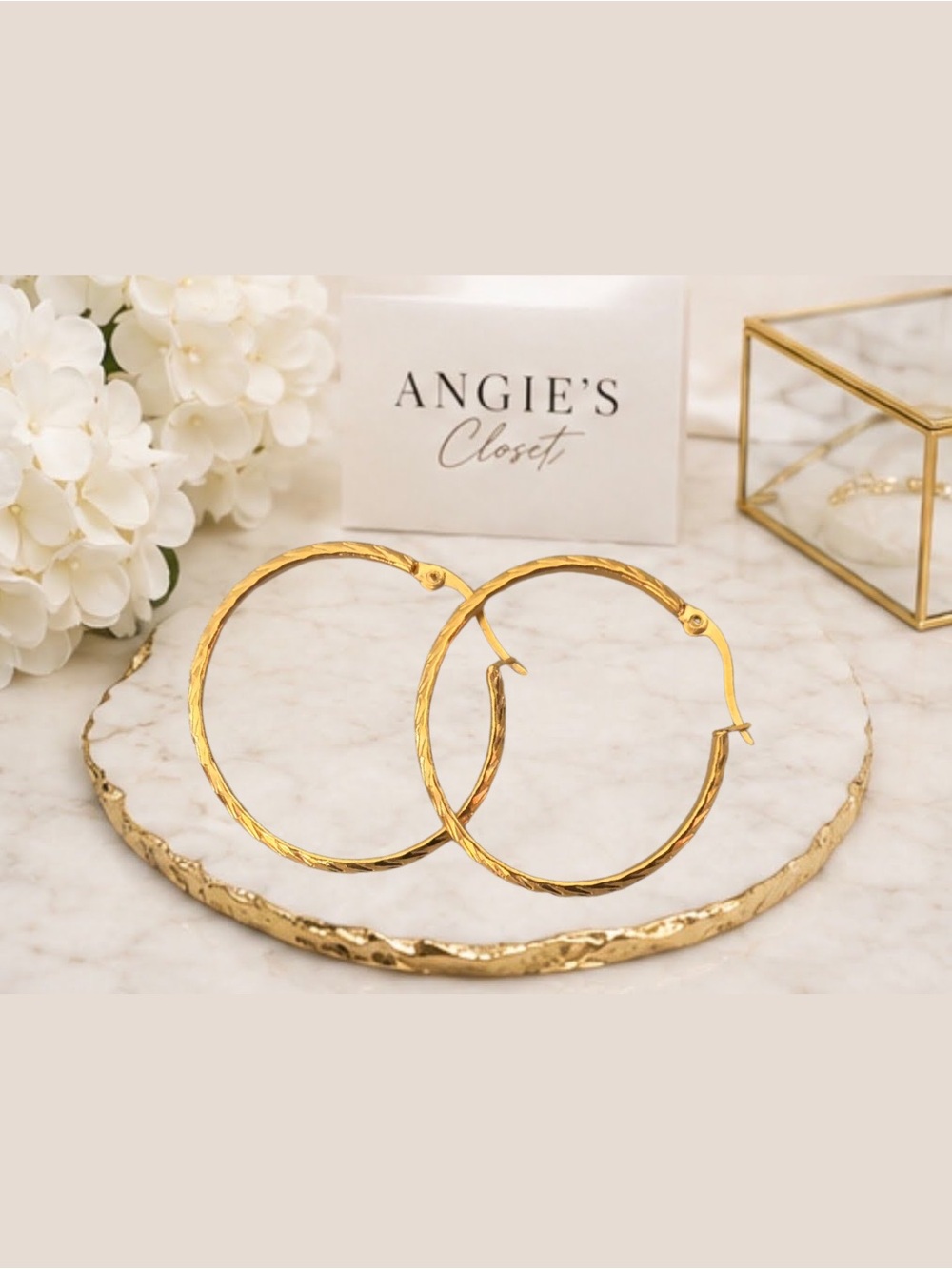 Marlyn Schiff Hammered Gold Hoop Earrings